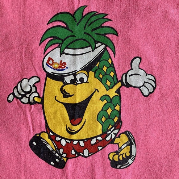 Vintage Dole Hawaii Hug A Pineapple Tee T-Shirt Medium USA Made Hot Pink Fruity - Picture 4 of 10